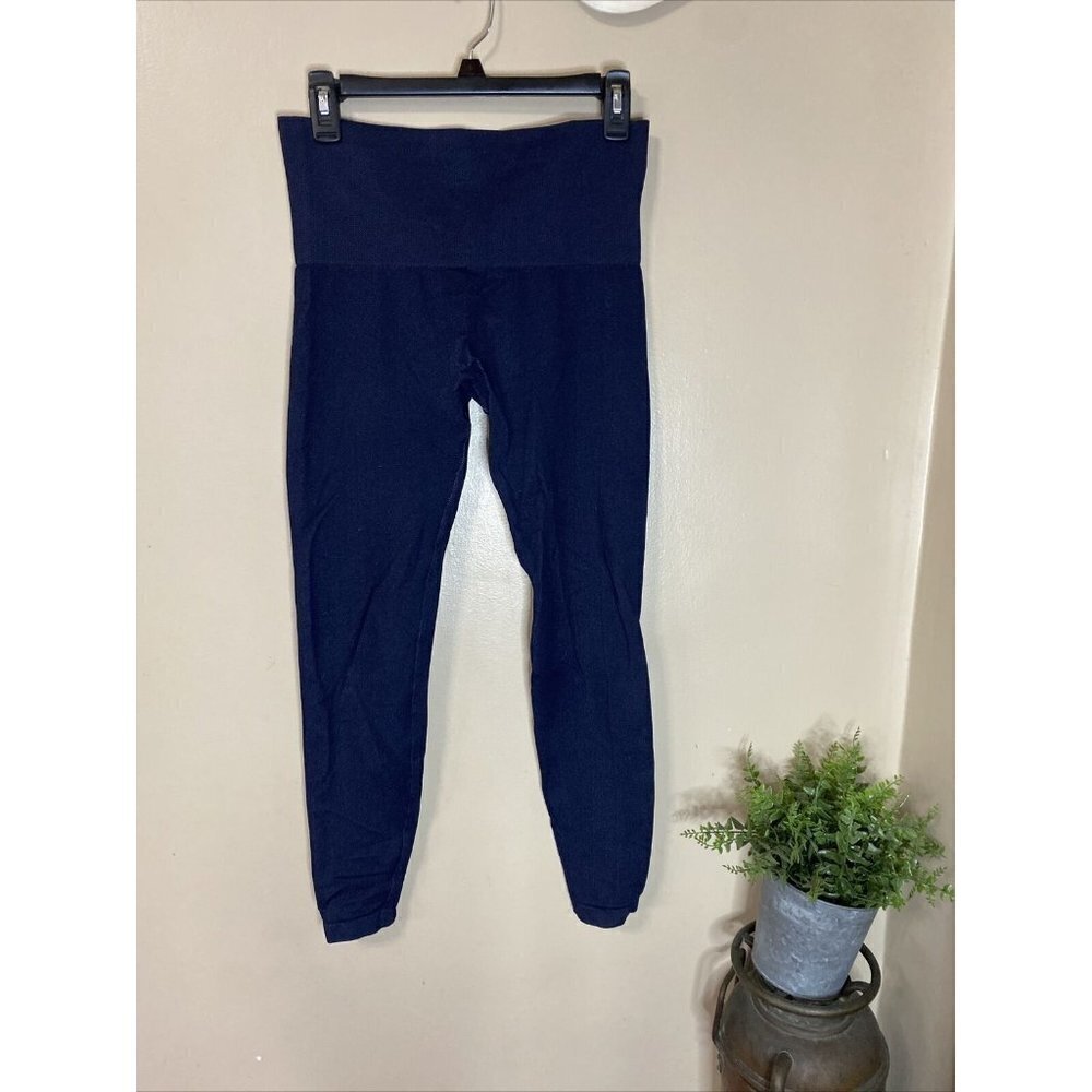SPANX By Sara Blakely Leggings Women's Size M Seamless Shaping Blue Black